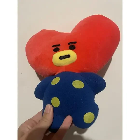 Tata Plush 12” Line Friends BTS V Heart Doll Blue Polka Dot Outfit - Picture 2 of 5